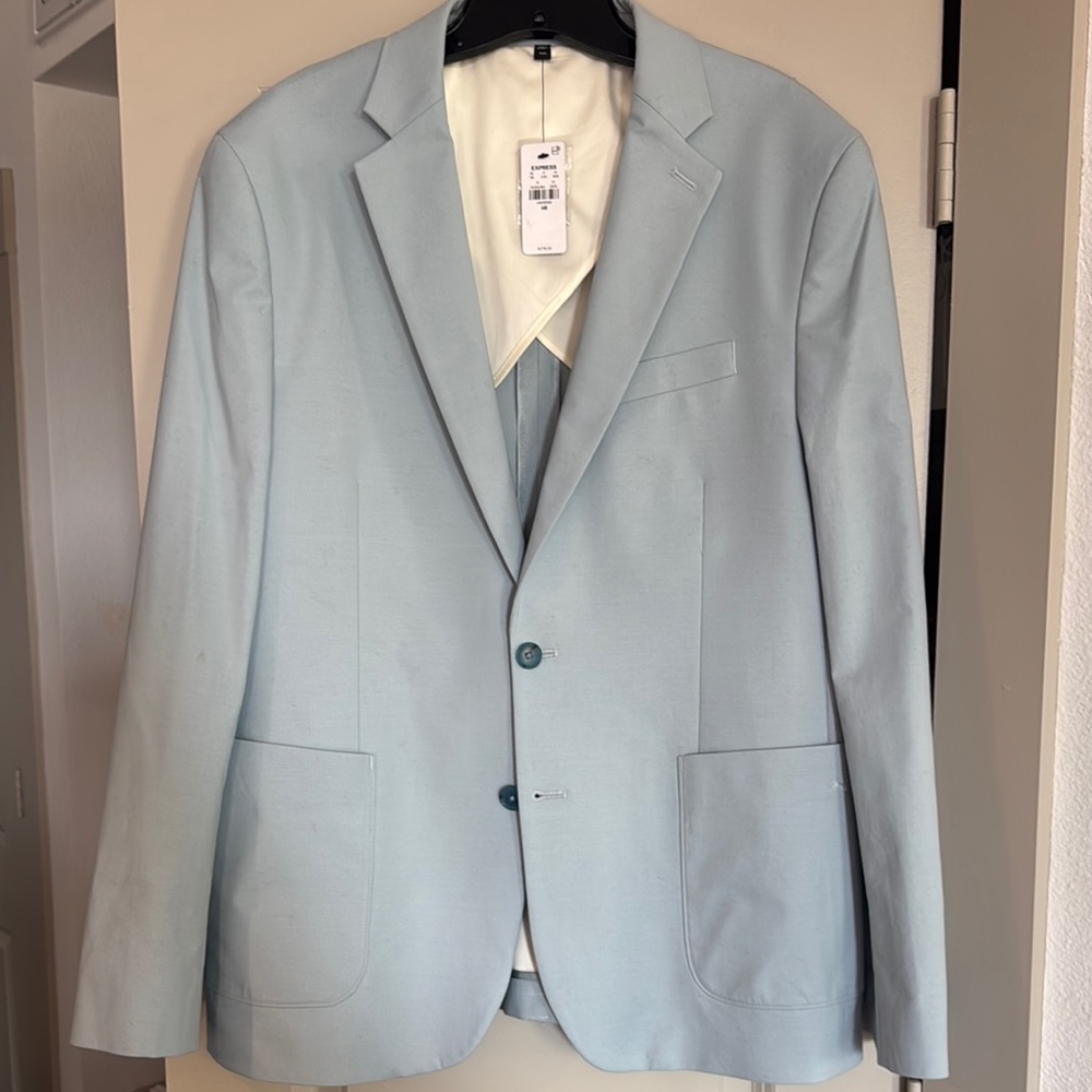 Express Light Blue Sport Coat Modern Tailored Blazer